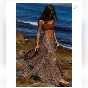 Free People one clover printed skirt in stone combo